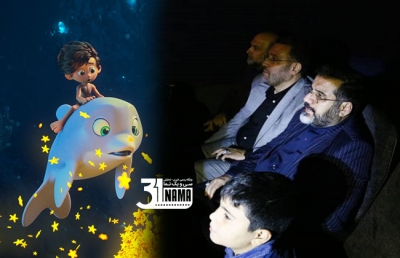 وزیر فرهنگ و ارشاد اسلامی، انیمیشن «پسر دلفینی» را در کنار مردم تماشا کرد